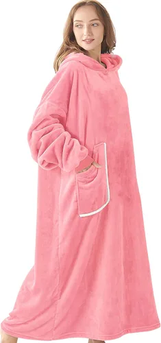 Vista 8 de BEDELITE Fleece Wearable Blanket Hoodie with Sleeves and Pocket, Long Oversized Blanket for Women Men&Teen,plush