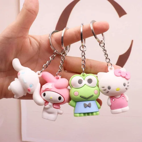 Vista 5 de SLC 7 piezas de llavero de dibujos animados lindo Kuromiii llavero melodyyy figura juguetes llavero colgantes accesorios, Multicolor