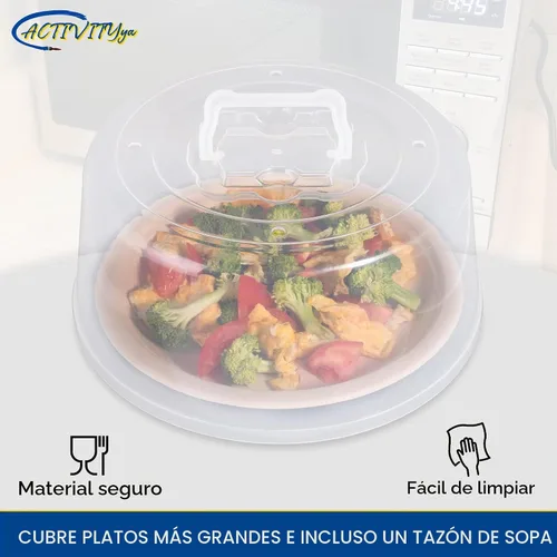Vista 4 de Cubierta grande para microondas para alimentos, tapa protectora de salpicaduras, funda de soporte para pasteles, tamaño 11.5 pulgadas x 5 pulgadas