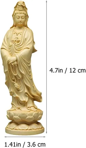 Vista 2 de ABOOFAN 1 adorno de bodhisattva Guanyin estatua de decoración de madera escultura artesanías Guanyin estatua de madera adorno de escritorio