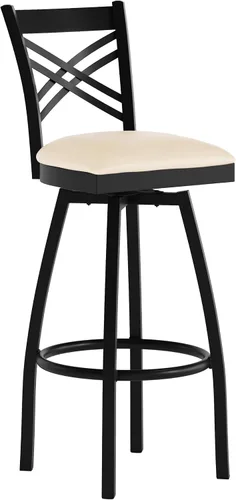 Vista 20 de Flash Furniture HERCULES Series Black ''X'' Taburete giratorio de metal – asiento de vinilo negro
