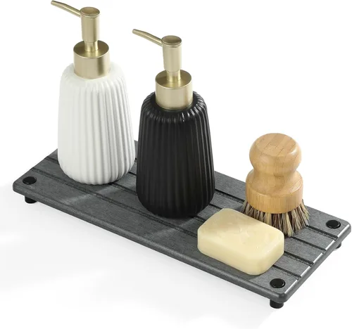 Vista 10 de Organizador de Fregadero de Cocina, Bandeja de Piedra Absorbente de Agua para Fregadero, Bandeja de Encimera de Baño de Diatomita, Protector