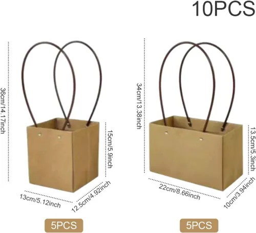Vista 7 de Ckuakiwu Bolsas de ramo de flores, bolsa de regalo de flores de papel kraft con asa, bolsa de regalo, caja de regalo floral para recuerdos