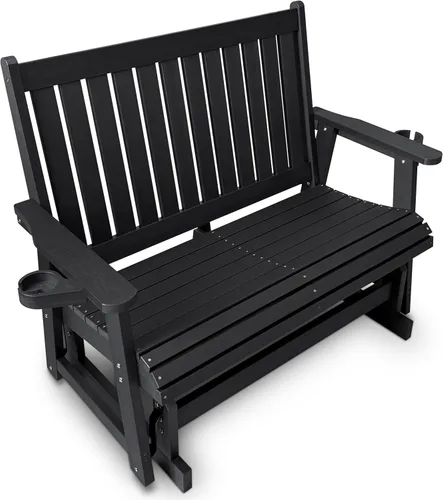 Vista 11 de HIPS Silla de columpio para patio con portavasos, resistente a todo tipo de clima, respaldo alto y asiento profundo contorneado, resistente para 900