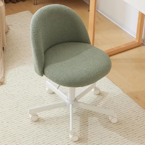 Vista 14 de VINGLI Silla Candy sin Brazos, Linda Silla de Escritorio, Cómoda Silla Pequeña de Oficina con Ruedas, Silla de Tocador con Soporte Lumbar, Silla