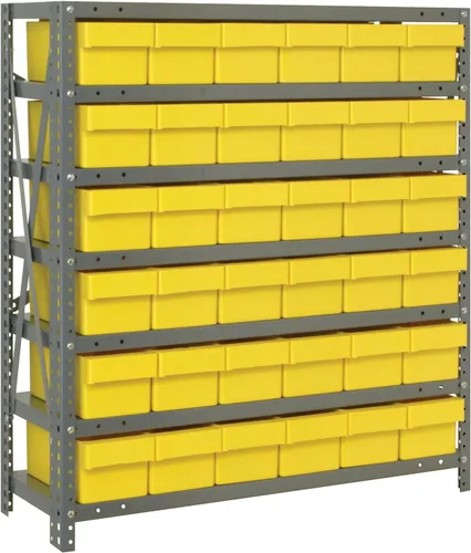 Vista 626 de Quantum QSBU-245BK Heavy Duty Shelving Unit with (7) Shelves and (24) QUS245 Black Bins for Garage Warehouse Storage Distribution 400 lb Load