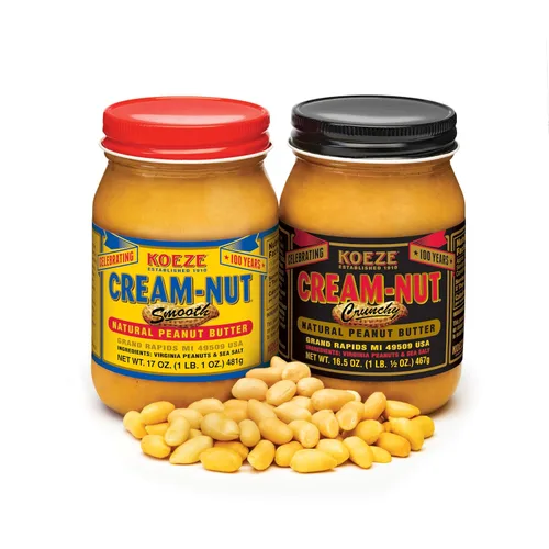 Vista 2 de Koeze Cream Nut - Mantequilla de maní suave natural, tarro de 17 onzas con cacahuetes de Virginia y sal marina, sabor tostado profundo, sin