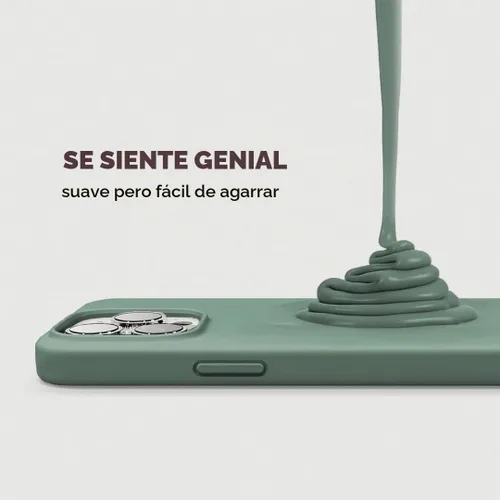 Vista 5 de Compatible con iPhone 13 Pro Max Funda de silicona con protector de pantalla - Verde