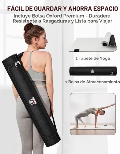 Vista 7 de HAPBEAR Large Yoga Mat - 72"×30" Double-Sided Rubber Exercise & Workout Mat - Non-Slip Textured Surface - 5mm Thick Cushioned for Joints