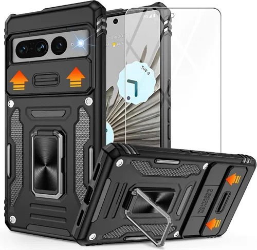 Vista 19 de Funda para Google Pixel 7 Pro, con cubierta deslizante para cámara y protector de pantalla HD, [probado contra caídas de grado militar] Funda