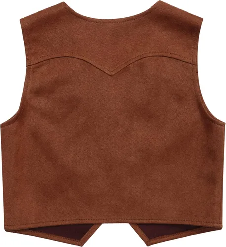 Vista 2 de Nikiikoo Disfraz de vaquero occidental para niños, chaleco de gamuza con borlas, chaqueta con sombrero, bandana, trajes de Halloween