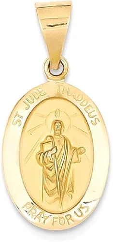 Vista 8 de ICE CARATS Collar con colgante de medalla de San Judas Tadeo San Judas Tadeo de oro amarillo de 14 quilates, joyería fina religiosa para mujer