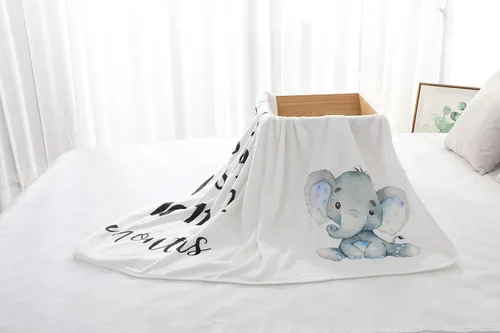 Vista 8 de Manta mensual de hitos para bebé, forro polar de felpa orgánica para fotografía de fondo para niño y niña, manta de elefante suave con marco grande