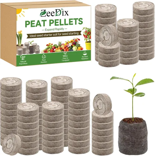 Vista 12 de ZeeDix 55 cápsulas de iniciación de semillas de 1.181 in, pellets de turba comprimida, tierra de inicio de semillas para inicio de semillas, cultivo