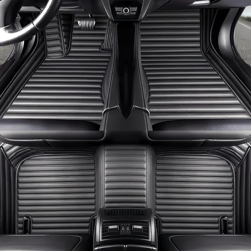 Vista 10 de Tapetes de cuero personalizados impermeables para automóvil, sedán, SUV, automóvil deportivo, negro, beige, para hombre y mujer (todo beige, 3D)