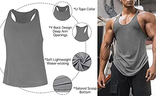 Vista 3 de Camisetas sin mangas de algodón para hombre, ajuste seco, gimnasio, culturismo, entrenamiento, fitness, muscular, camisetas sin mangas