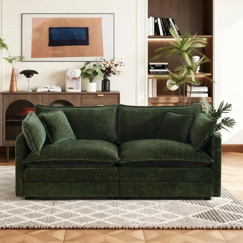 Vista 83 de Sofá seccional modular convertible de 76.7", sofás de dos plazas de chenilla con asiento profundo y cojines tipo loveseat para sala de estar, Beige