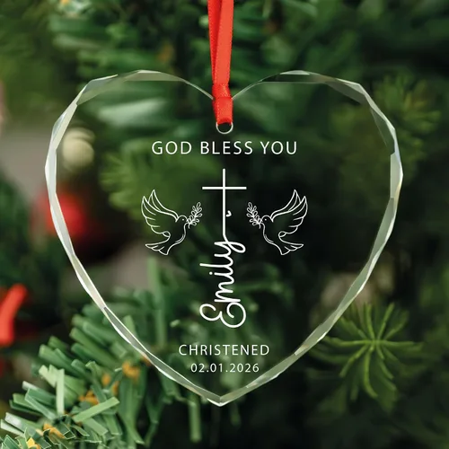 Vista 19 de Adorno de cristal personalizado para bautismo de bebé, regalo de bautismo para niños y niñas, regalo de confirmación, adorno de árbol de Navidad