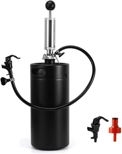 Vista 9 de Ferroday Growler de cerveza de acero inoxidable de 128oz 128oz, mini barril portátil de barril (negro)