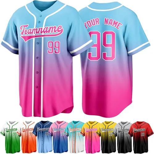 Vista 39 de Custom Baseball Jersey Personalized Short Sleeve Team Sport Uniform Baseball Shirt for Men Women Youth Boy