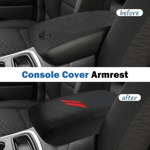 Vista 4 de INTGET Funda para reposabrazos de consola central de automóvil para Dodge Durango Accesorios 2011-2020, funda de cuero para reposabrazos, funda