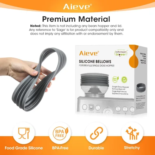 Vista 7 de AIEVE Fuelle de silicona compatible con Breville Barista Express, tolva de dosis única para máquina de café espresso Breville, gris