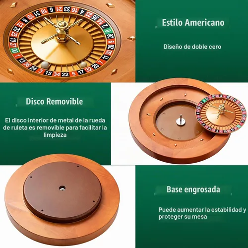 Vista 3 de Leyndo Rueda de Ruleta de Madera de 20 Pulgadas con 4 Bolas de Ruleta Rodamientos de Precisión de Grado Casino Rueda de Ruleta Mesa Giratoria