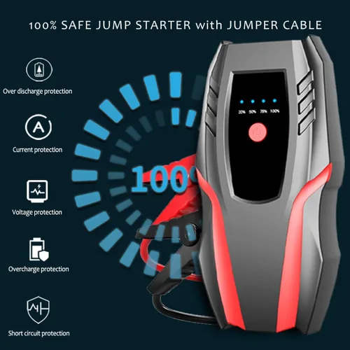 Vista 6 de Paquete de arranque automático de 12 V con compresor de aire, corriente máxima 2000a, cargador de batería de litio para automóvil, bomba de aire