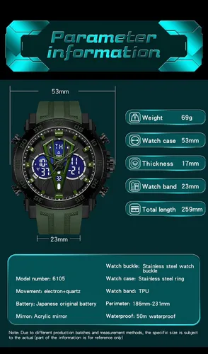 Vista 6 de KXAITO Reloj deportivo con caja de acero inoxidable para hombre, reloj militar, cronómetro LED para exteriores, digital, electrónico, grande