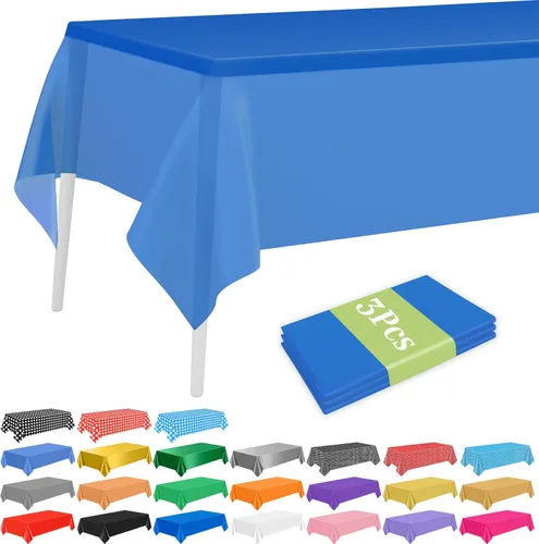 Vista 27 de PLULON 6 Pzas Manteles de Colores Arcoíris de Plástico Desechables Cubierta de Mesa para Mesas Rectangulares 54 x 108 Pulgadas Mantel Impermeable