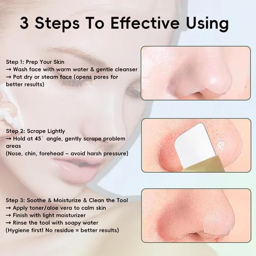 Vista 6 de Herramientas removedoras de puntos negros con cepillo, raspador facial de silicona para limpieza profunda, espátula facial, removedor de puntos