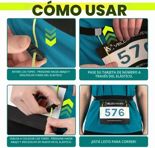 Vista 6 de VeloChampion - Cinturón para correr de triatlón con número de carrera, talla XS, 1 paquete