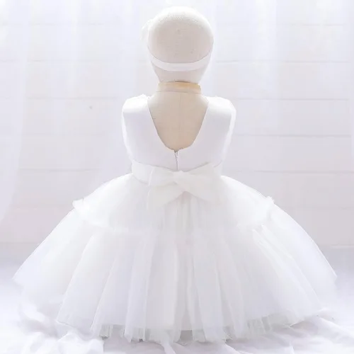 Vista 3 de 3M-9T Vestido de flores para niñas de bebé, bordado Paqeant, vestidos de encaje de boda