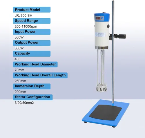Vista 3 de Digital Homogenizer Electric Overhead Stirrer Mixer, 50-40000ml with LCD Display, 300-23000rpm Adjustable for Large Batch Sample Mixing with 2 Work