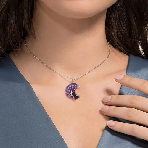 Vista 3 de Bestyle Collar de cristal curativo envuelto en árbol de la vida, colgante de piedra natal de 12 meses para mujer, joyería de piedras preciosas