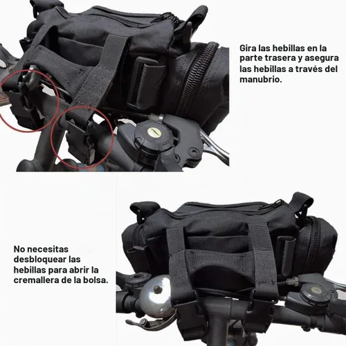 Vista 6 de BraveHawk OUTDOORS Bolsa para manillar de bicicleta, Bolsa de cintura multiusos de nailon Oxford 900D Resistente al agua para ciclismo (Negro)