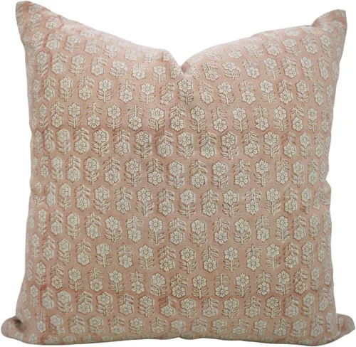 Vista 10 de Fundas de almohada de lino grueso con estampado de bloques, 14x14 pulgadas, fundas de almohada vintage hechas a mano para sofá y sofá, funda