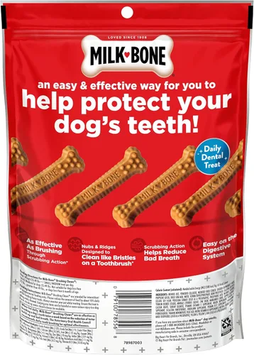Vista 7 de Milk-Bone - Masticables originales para cepillar, golosinas dentales diarias para perros pequeños/medianos, 9 unidades (Paquete de 5) Acción