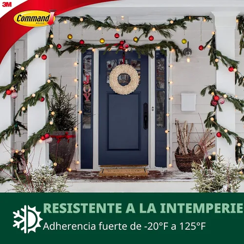 Vista 5 de Command Ganchos de bronce metálico para exteriores, 3 ganchos, 4 tiras Outdoor Hooks For Damage Free Hanging, Hang Wreaths, Signs, Thermometers