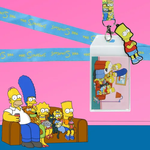 Vista 5 de The Simpsons - Cordón reversible para llaves, llavero de identificación con colgante de goma Bart Simpson