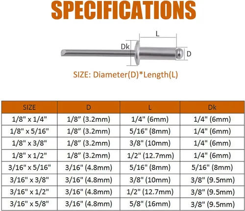 Vista 4 de ISPINNER 385pcs 8 tamaños de remaches ciegos de aluminio, kit surtido de remaches pop (plata)