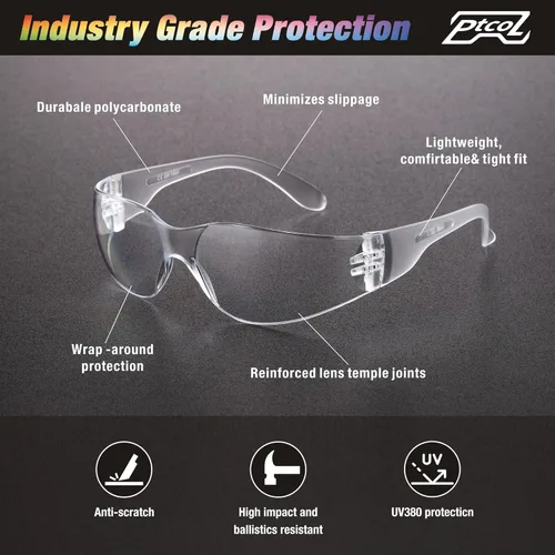 Vista 3 de Paquete de 3 Gafas de Seguridad a Granel con Lentes Cristalinas Transparentes Unisex Antirayones Gafas Protectoras Resistentes a Impactos