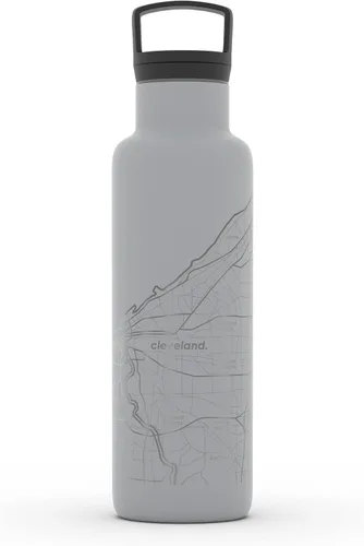 Vista 79 de Well Told Botella de agua aislada con mapa de Washington DC grabado, botella de acero inoxidable grabada (21 onzas, blanco) botella aislada de mapa