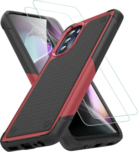 Vista 13 de Jeylly Funda para Motorola G Power 5G (2023) con 2PCS protectores de pantalla de vidrio, protección resistente de plástico duro+parachoques