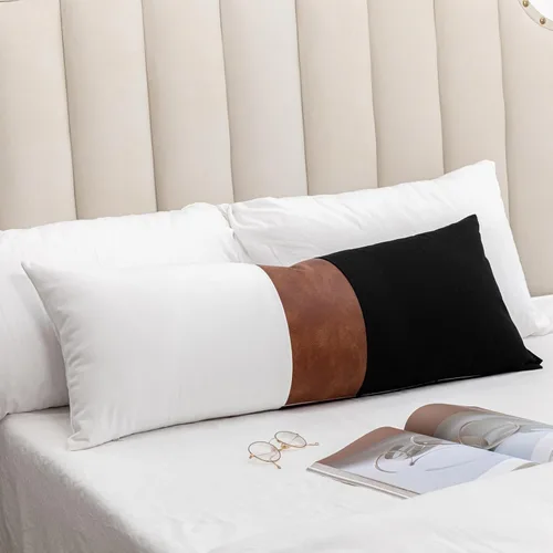 Vista 17 de Juego de 2 fundas de almohada negras y marrones de 18 x 18 pulgadas, fundas de almohadas modernas con rayas estilo granja para sofá, sala de estar