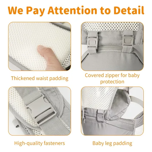 Vista 6 de Portabebés para recién nacidos a niños pequeños, diseño ergonómico ligero estructurado para portabebés con soporte de tamaño grande 3 en 1 con malla