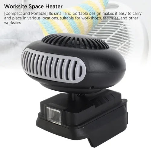 Vista 4 de lyrlody Ventilador de calentador portátil alimentado por batería 18V iones de litio 2 ajustes de temperatura 30-80 Calentador eléctrico compacto