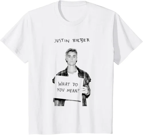 Vista 3 de Justin Bieber Camiseta oficial de What Do You Mean Single Cover B&W, Blanco