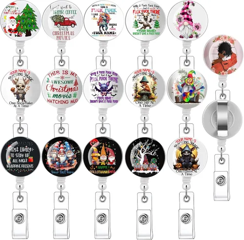 Vista 10 de Paquete de 16 carretes de insignia para enfermeras con soporte retráctil para tarjetas de identificación con clip #1-16pack multicolor