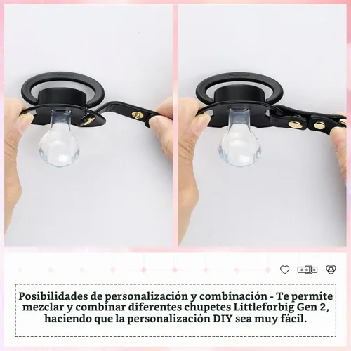 Vista 2 de Littleforbig Juego de chupete y mordaza de cuero con correa ajustable Gen II Negro
